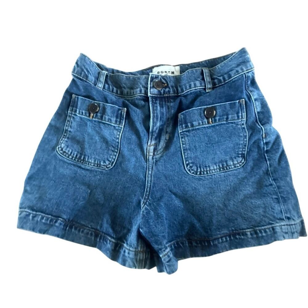 Boden Women’s US 6 UK 10 Denim Shorts High Rise Patch Pocket Blue Jean Shorts